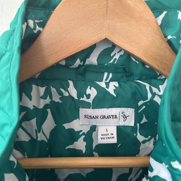 Susan Graver Jacket Womens Large Green Full Zip Quilted Light Pockets - Picture 4 of 6